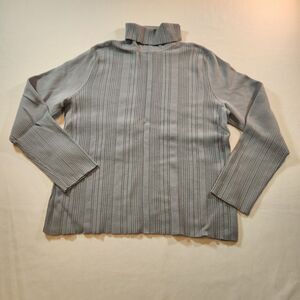 J Jill Womens Sweater Gray Size Large Ribbed Turtleneck Long Sleeve